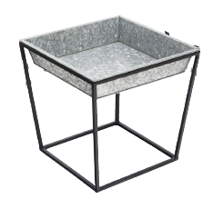 Wrought Iron Plant Stand with Galvanized Steel Planter Container